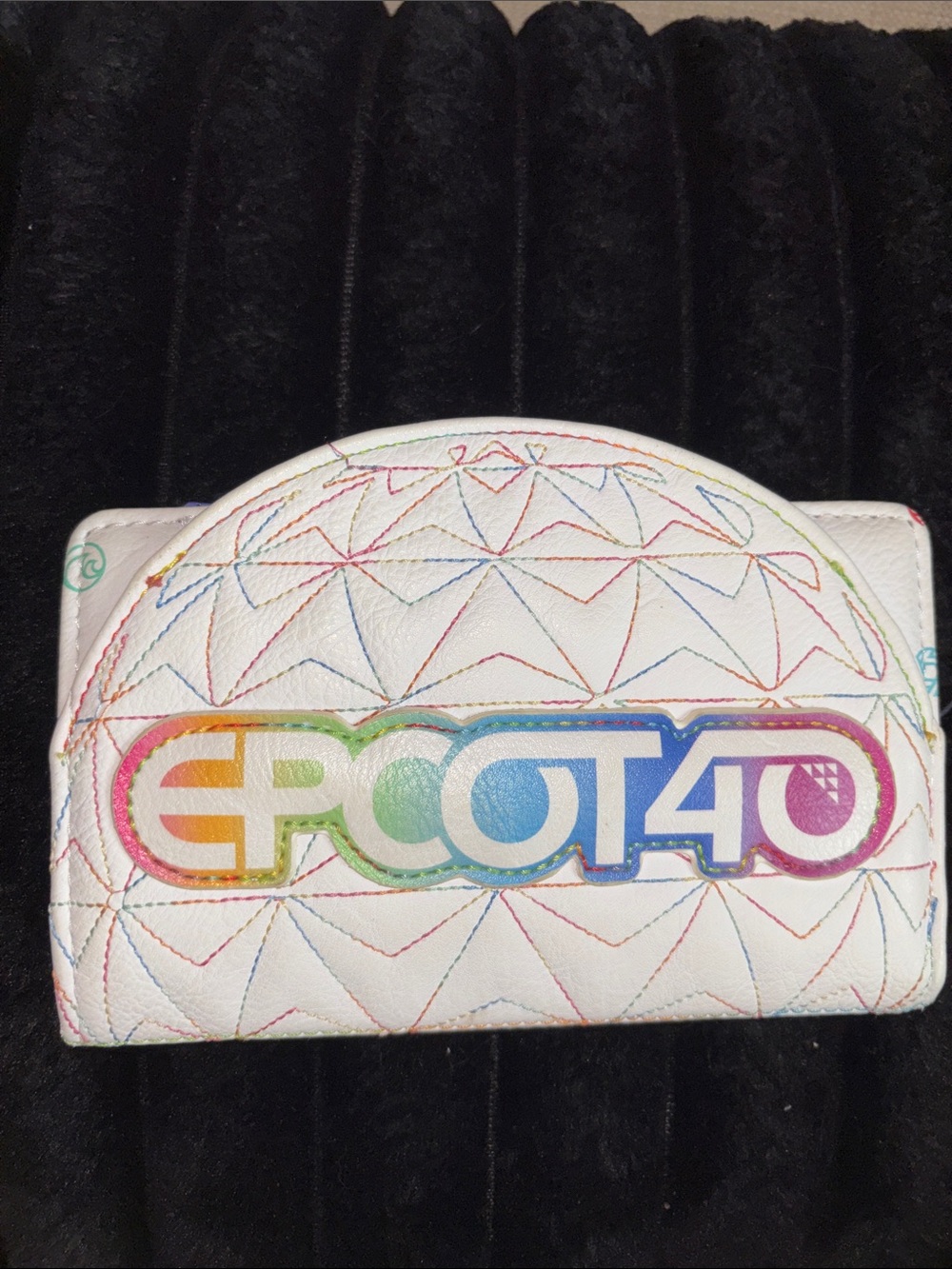 Loungefly White EPCOT 40 Rainbow Stitch Wallet